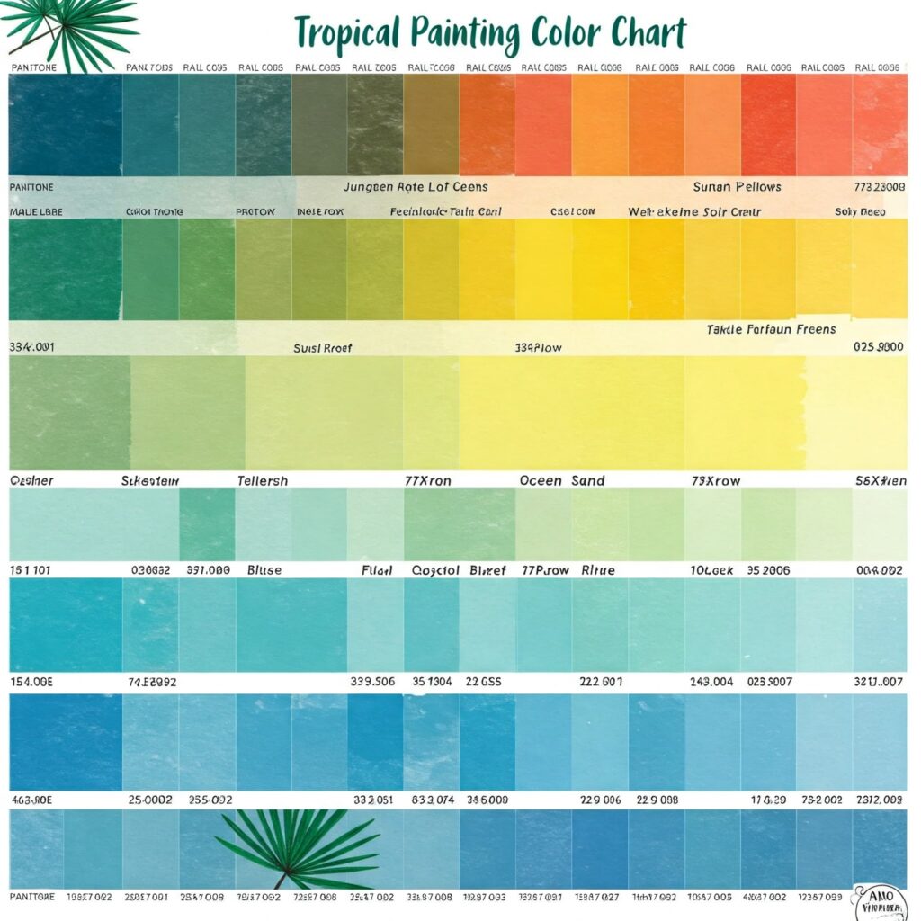 Carta de colores pintura tropical