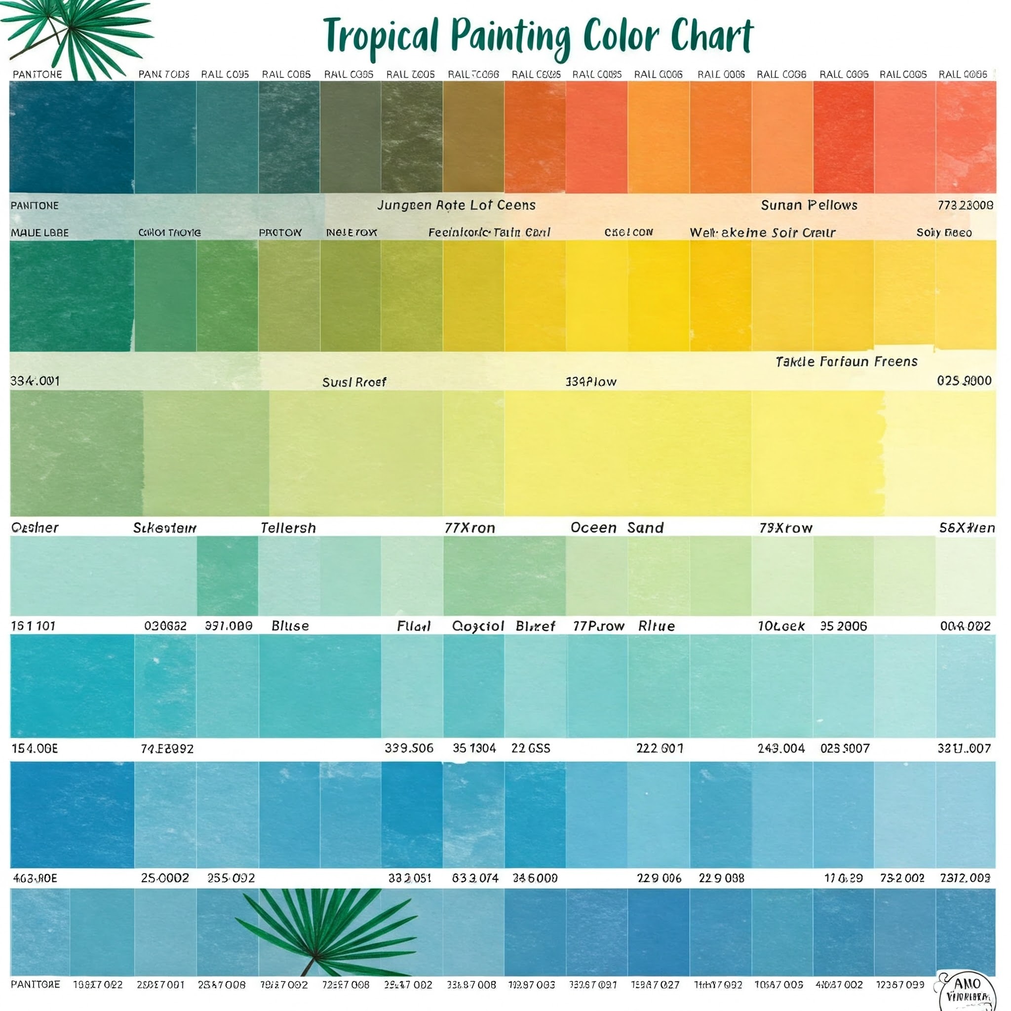 Carta de colores pintura tropical